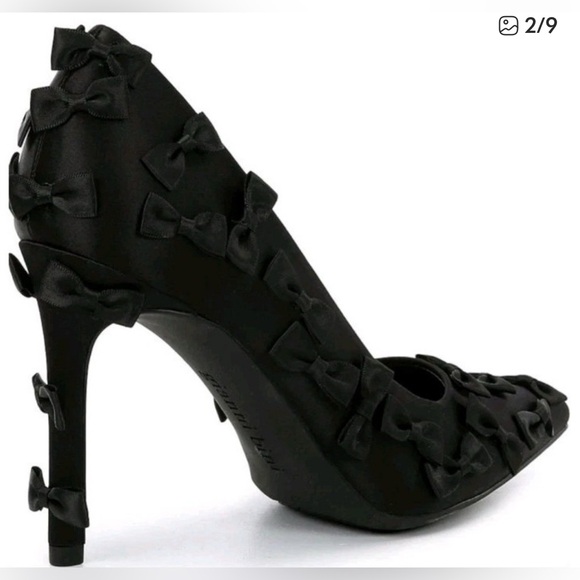 Gianni Bini Womens Black Serena Satin Mini Bows Pointed Toe Pumps Size 8.5 - Picture 8 of 9